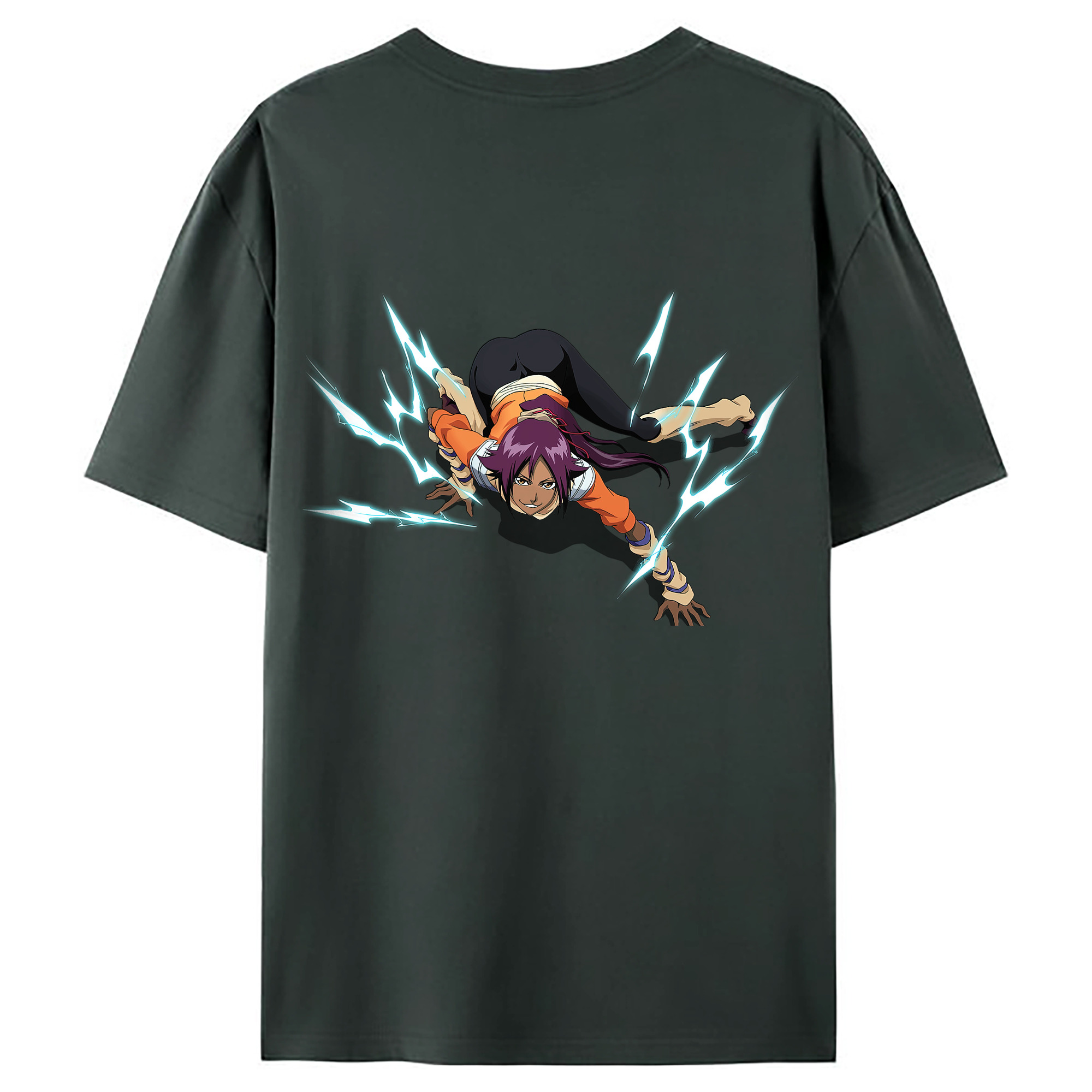 （画像用） ブリーチ 四楓院 夜一（しほういん よるいち） BLEACH Shihouin Yoruichi 綿100％ メンズ半袖Tシャツ（バックプリント） 通気性